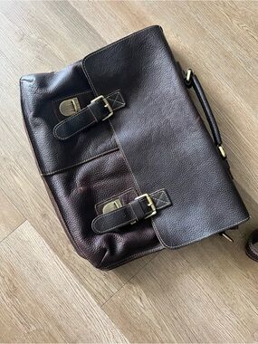 Vintage-Style Dark Brown Leather Messenger/Briefcase Bag /Genuine 100% leather